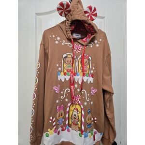 Loungefly Disney Mickey & Friends Gingerbread Christmas Holiday Hoodie XL